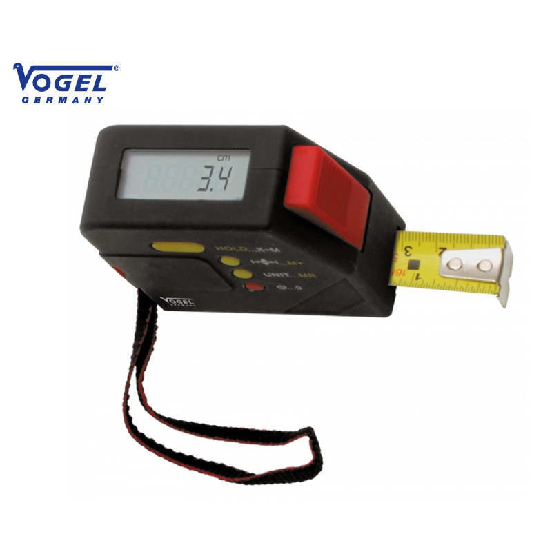 FLEXÓMETRO DIGITAL de 5 m/16 pies, pantalla LCD, lectura de 0,1 cm, función de retención, pila CR2032, interior/exterior, UN 309