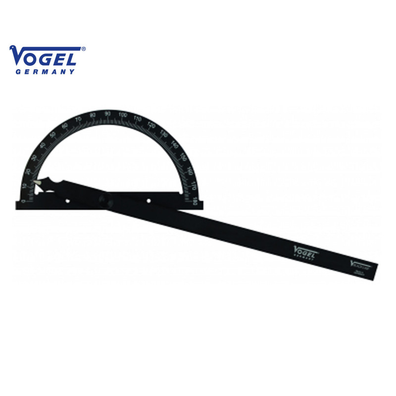 Transportador de ángulos 150/200 mm. 0°-180°, Tornillo de bloqueo, "BLACK-LINE".