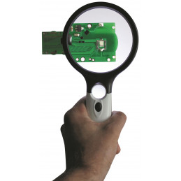 Lupa de bolsillo con aumentos LED 2.5-x/4.5-x, diámetro lente ø 90 mm, CE