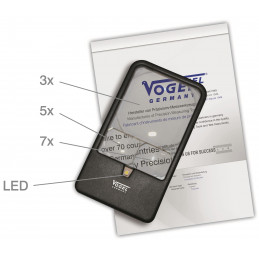 Lupa de bolsillo con LED alto brillo,3 lentes 3-x/5-x/7-x, en blister, 2 uds CR 2032