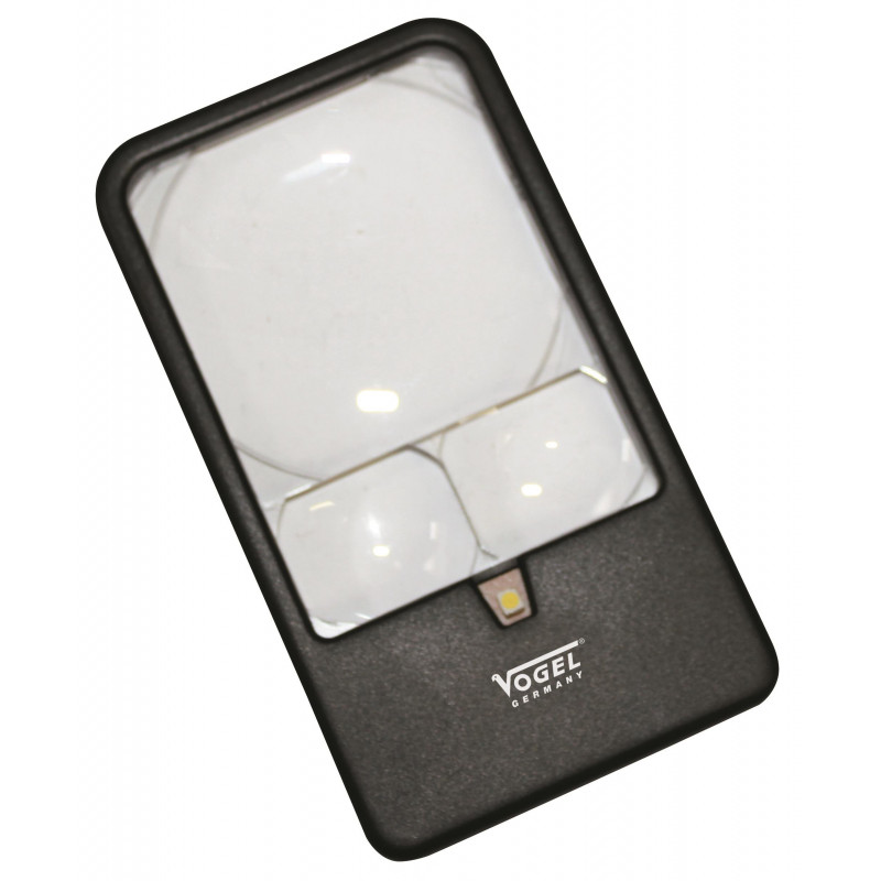 Lupa de bolsillo con LED alto brillo,3 lentes 3-x/5-x/7-x, en blister, 2 uds CR 2032