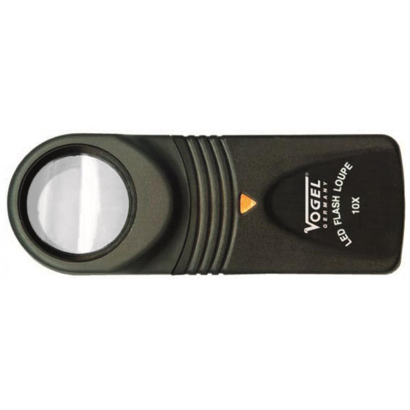 Lupa de bolsillo con LED, aumentos 10-x, lente Ø 30mm.