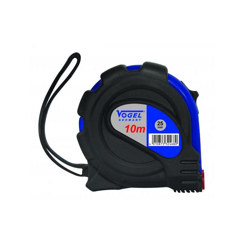 Cinta métrica de bolsillo, 10 m x 25 mm, mm/cm, DIN 2014/32/UE Clase II, carcasa de goma resistente, cinta de escala amarilla, g