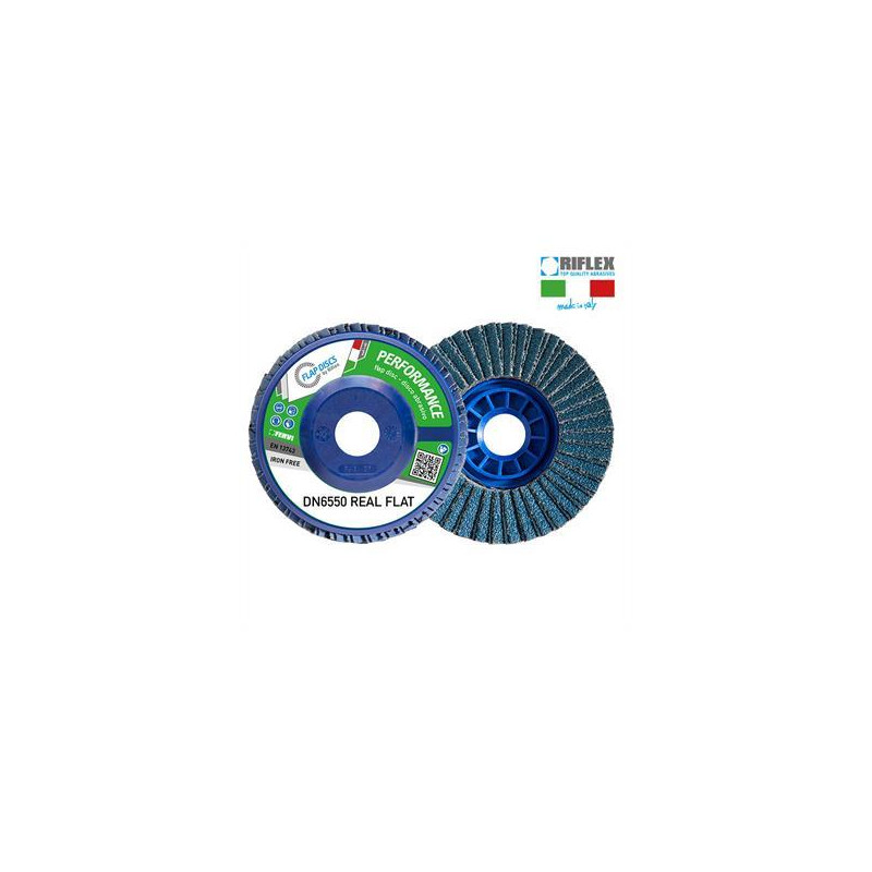 DISCO DE LAMINA PERFORMANCE REAL FLAT Ø 115 Gr 120 Zirconio Concavo T28 Nylon