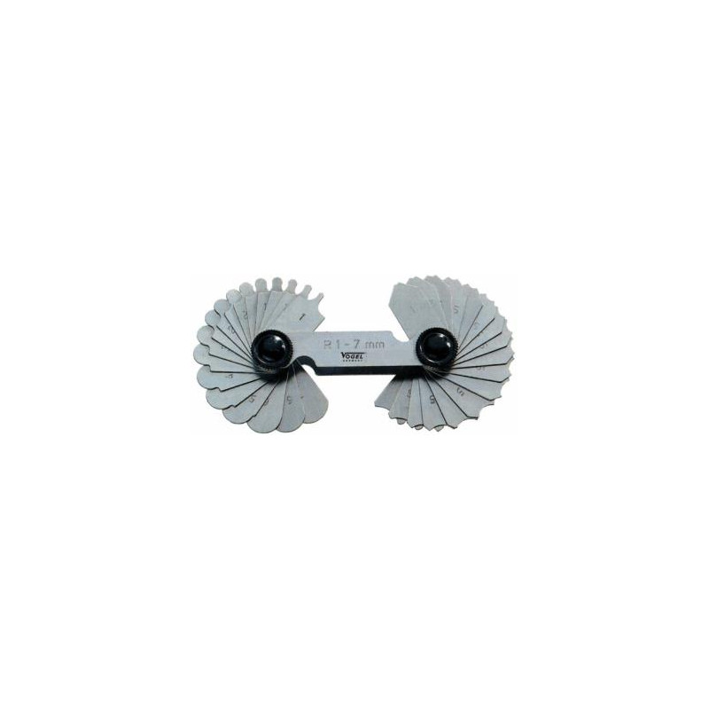 Juego de glagas de radios, 1 - 7 mm, 17 hojas, INOX.