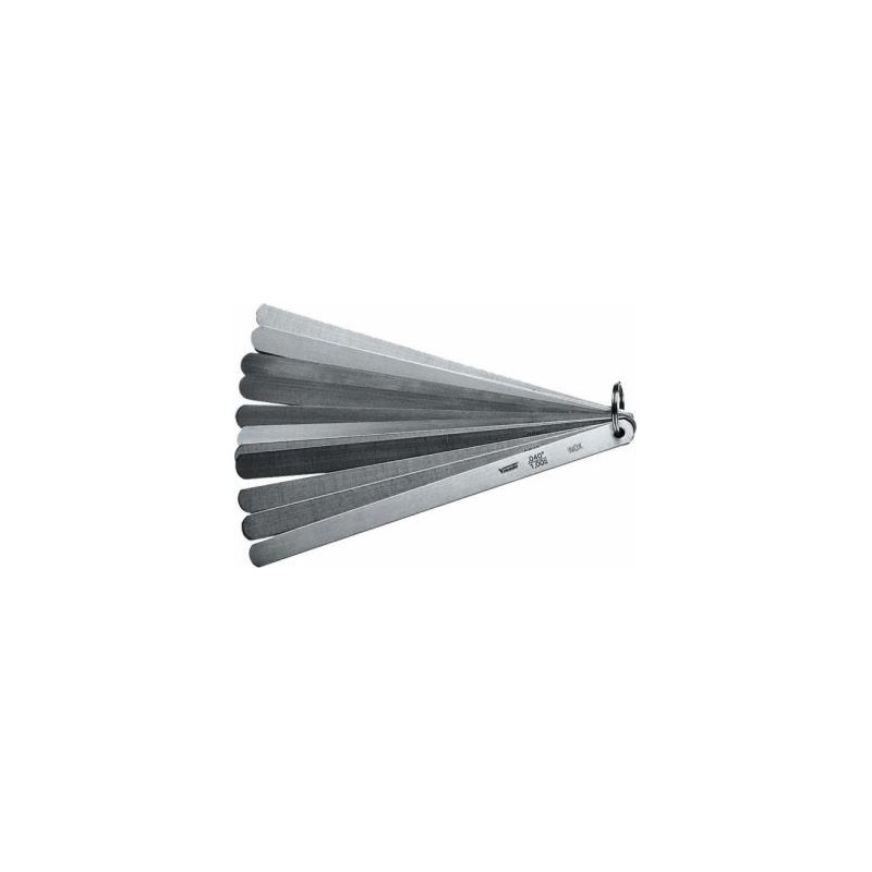 Galga de espesores de pistón, 20 hojas./150 0,05-1,00mm/.002-.040",Ancho 13 mm sujección por anilla