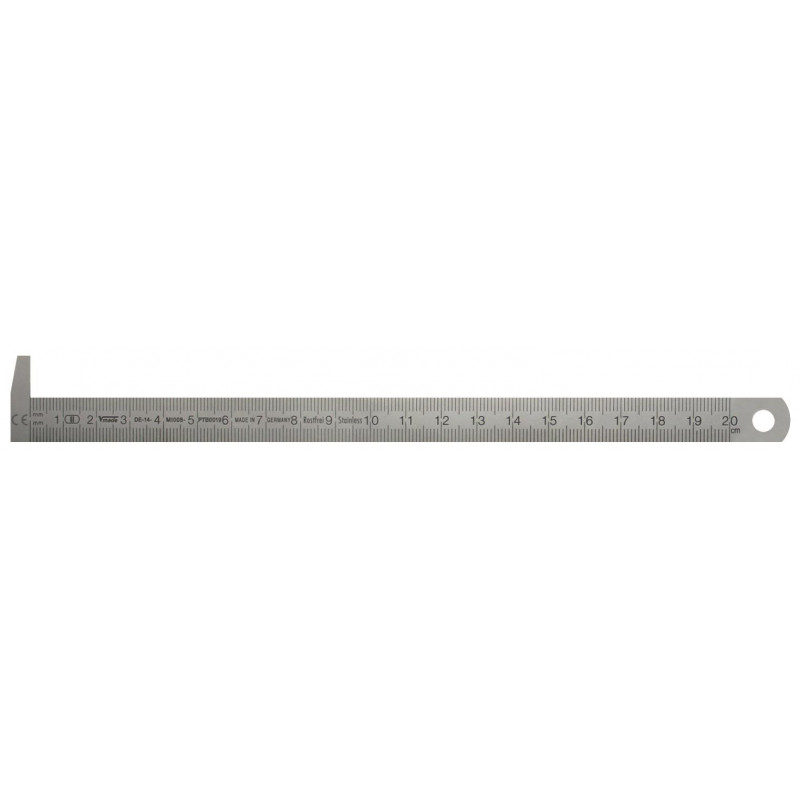 Regla de acero 200 x 13 x 0,5 mm. INOX CON TACON DIN 2014/32/UE Clase II