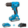 Taladro atornillador de 20 V + cargdor 2 A 20 V + 2 bateria 2A 20 V + maleta