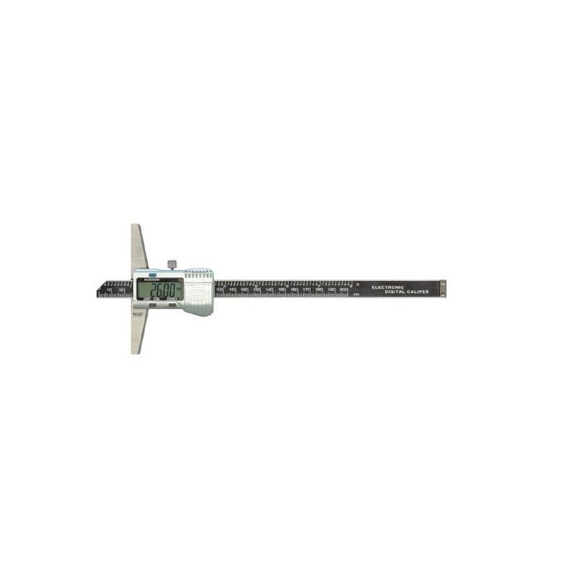 PIE DE REY DIGITAL DE PROFUNDIDAD 150 mm/6" puente 100 mm, acero inoxidable endurecido, viga recta, incluye batería de 3 V, CE,