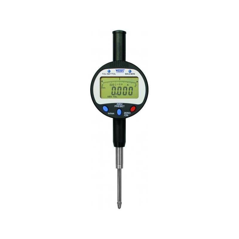 RELOJ COMPARADOR DIGITAL 25.4x0.001mm/1.0x0.00005", acc. 5μm, read. mm/inch, Precisión: 5 µm, lectura: mm/pulgadas, manual de in