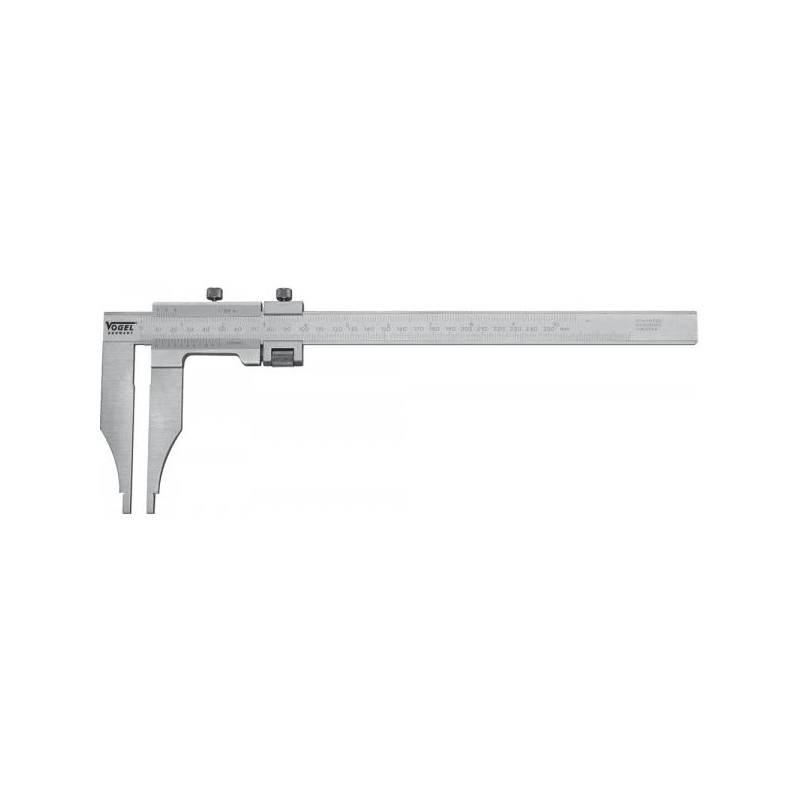 Pie de rey tipo tornero, 600mm/8" x 300 mm0,05mmx1/128", CON AJUSTE FINO, inoxidable, cromado, DIN 862, lectura mm/inch en caja